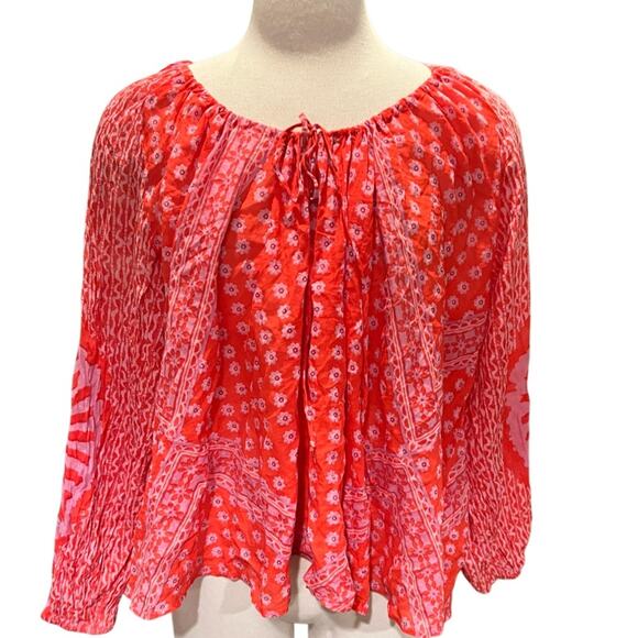 FREE PEOPLE WOMEN'S ELENA PRINTED TOP Size Large NWT - Picture 4 of 13